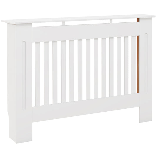 Photo of HOMCOM Slatted Radiator Cover Painted Cabinet MDF Lined Grill in White (112L x 19W x 81H cm) in cm) colour on a white background