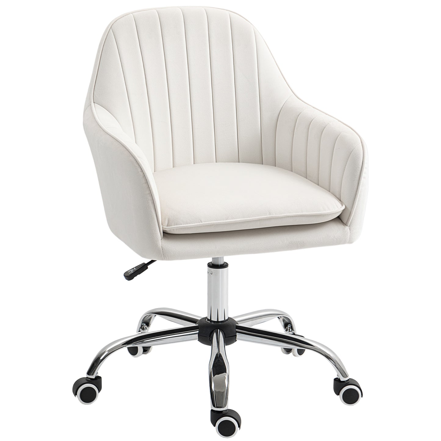 Photo of HOMCOM Velvet-Feel Office Chair with Adjustable Height and Wheels - Cream White in White colour on a white background