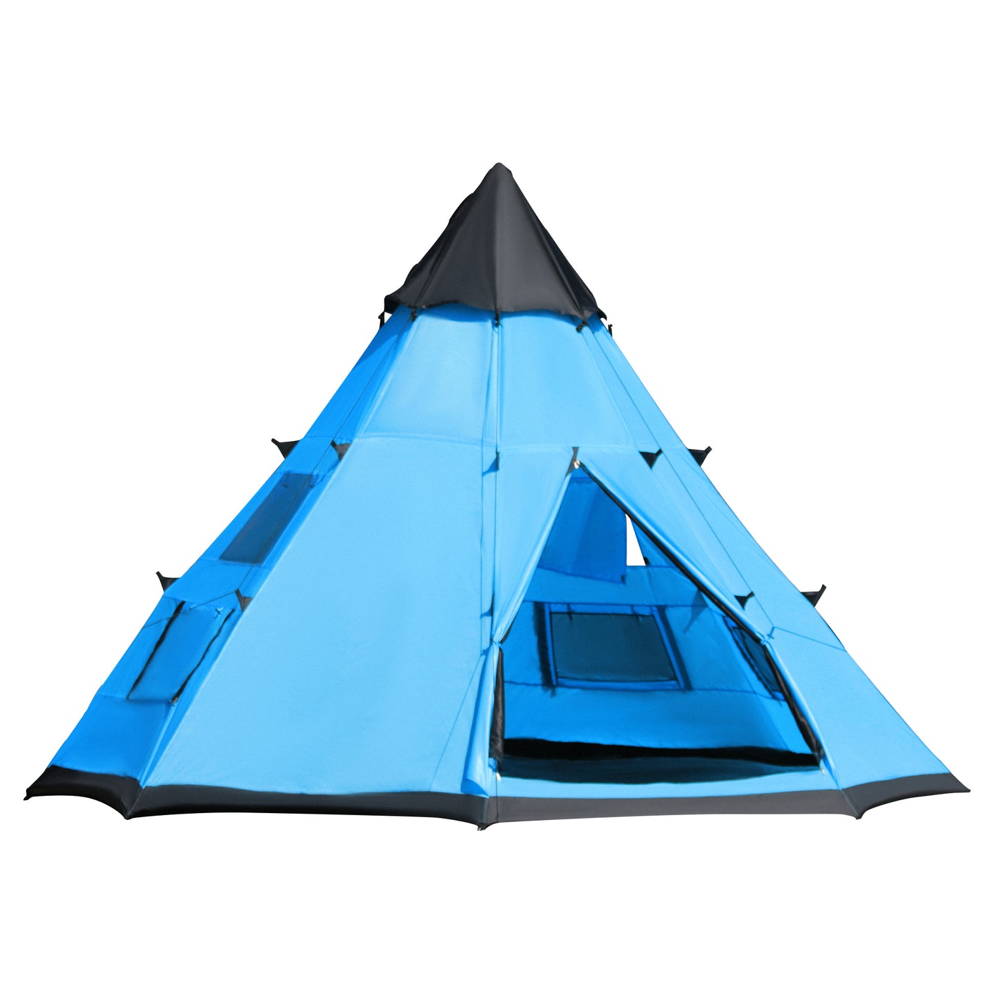 Photo of Outsunny 6 Men Tipi Tent with Carry Bag - Blue in Blue colour on a white background