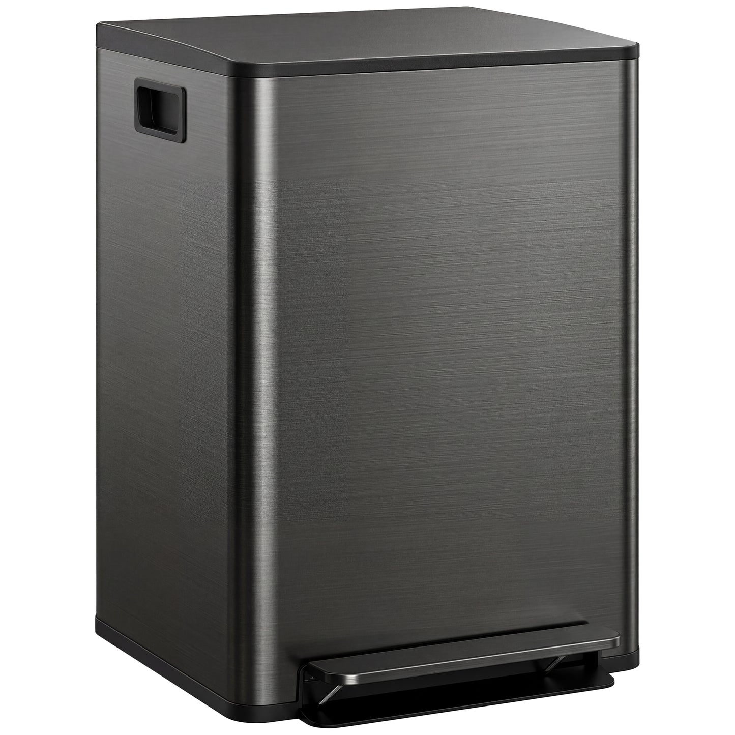 Photo of HOMCOM 60L Dual Compartment Stainless Steel Bin, with Deodoriser Holders - Black in Black colour on a white background