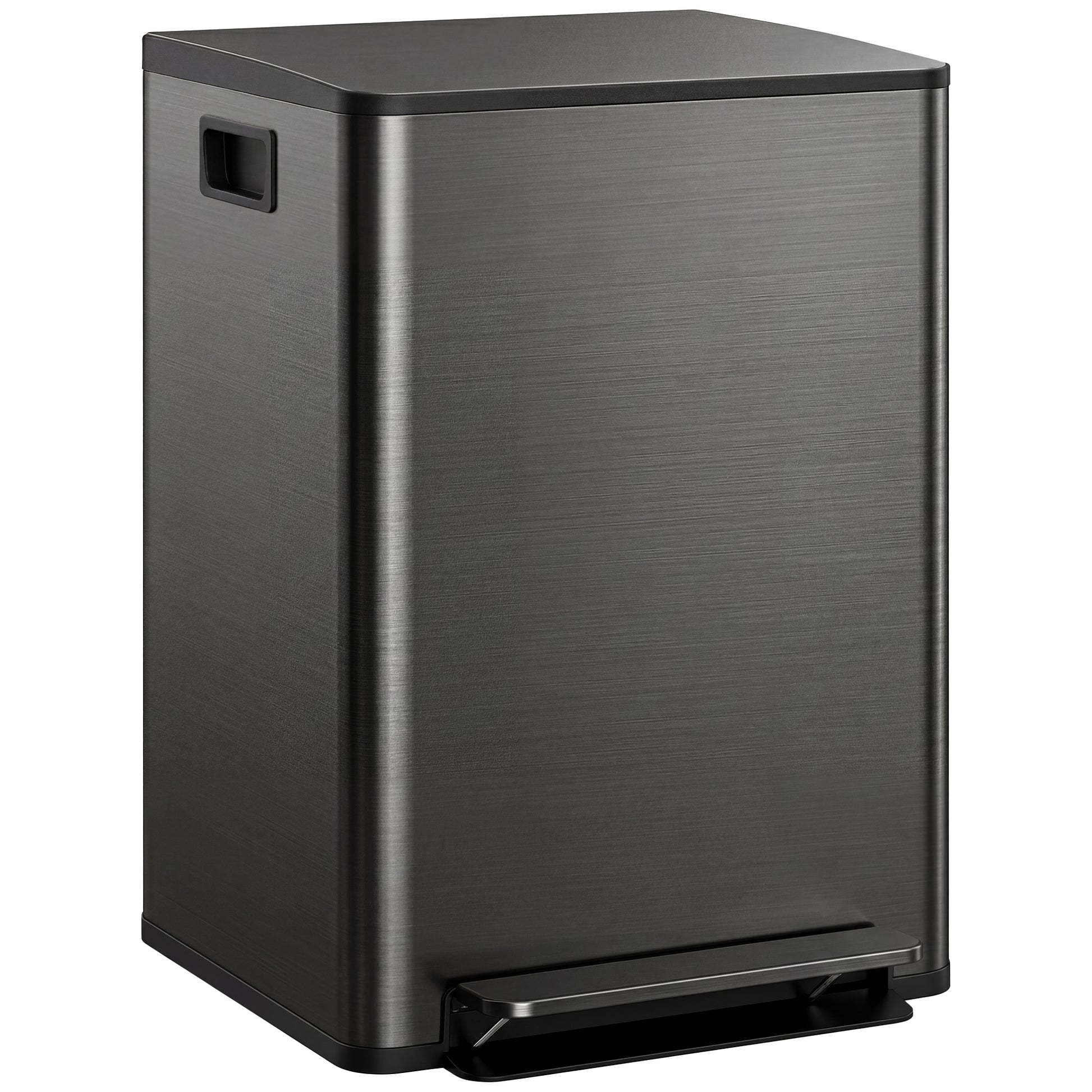 Photo of HOMCOM 60L Dual Compartment Stainless Steel Bin, with Deodoriser Holders - Black in Black colour on a white background