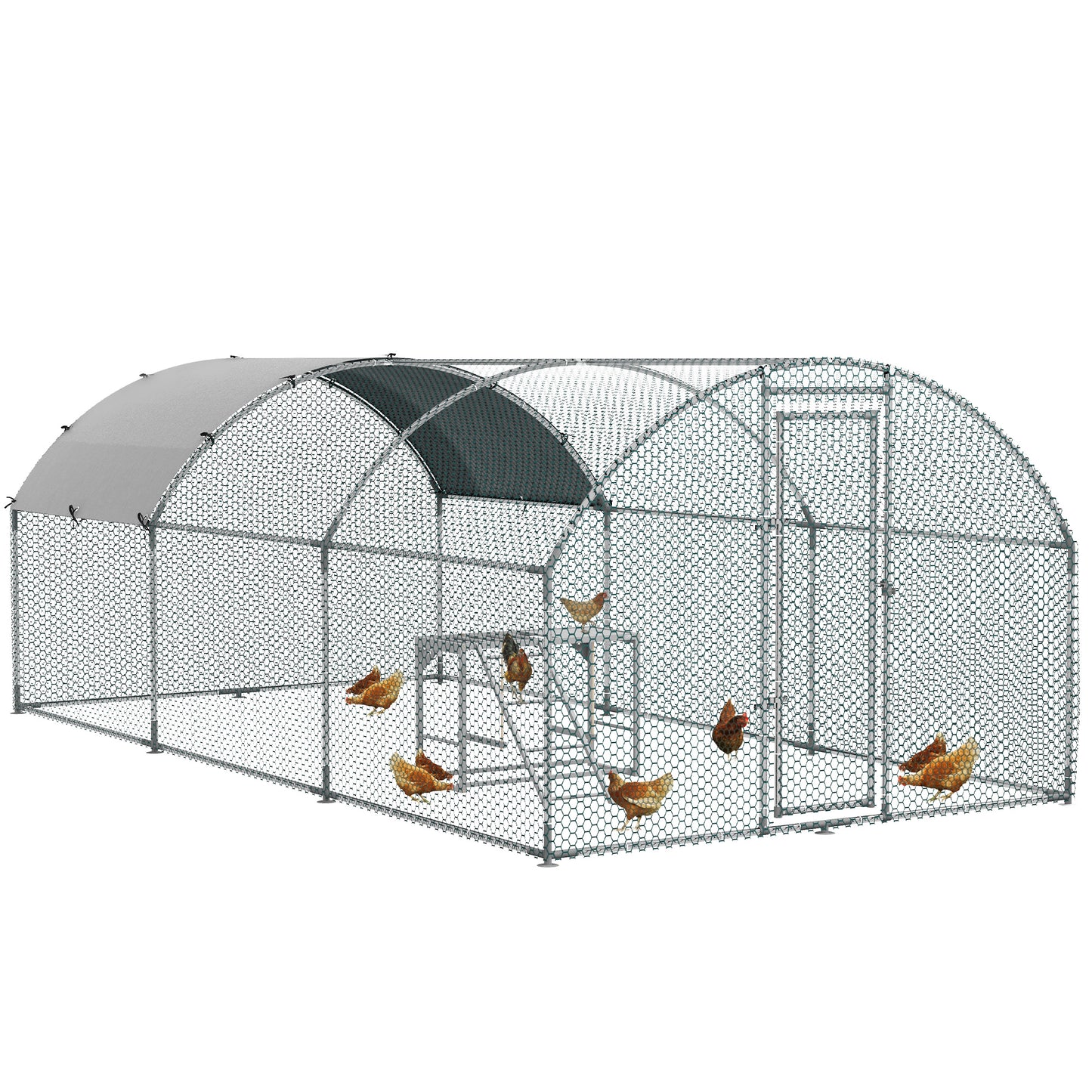 Photo of PawHut Walk In Chicken Run with Chicken Activity Shelf and Cover, 2.8 x 5.7 x 2m in 2m colour on a white background