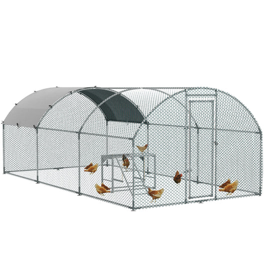Photo of PawHut Walk In Chicken Run with Chicken Activity Shelf and Cover, 2.8 x 5.7 x 2m in 2m colour on a white background
