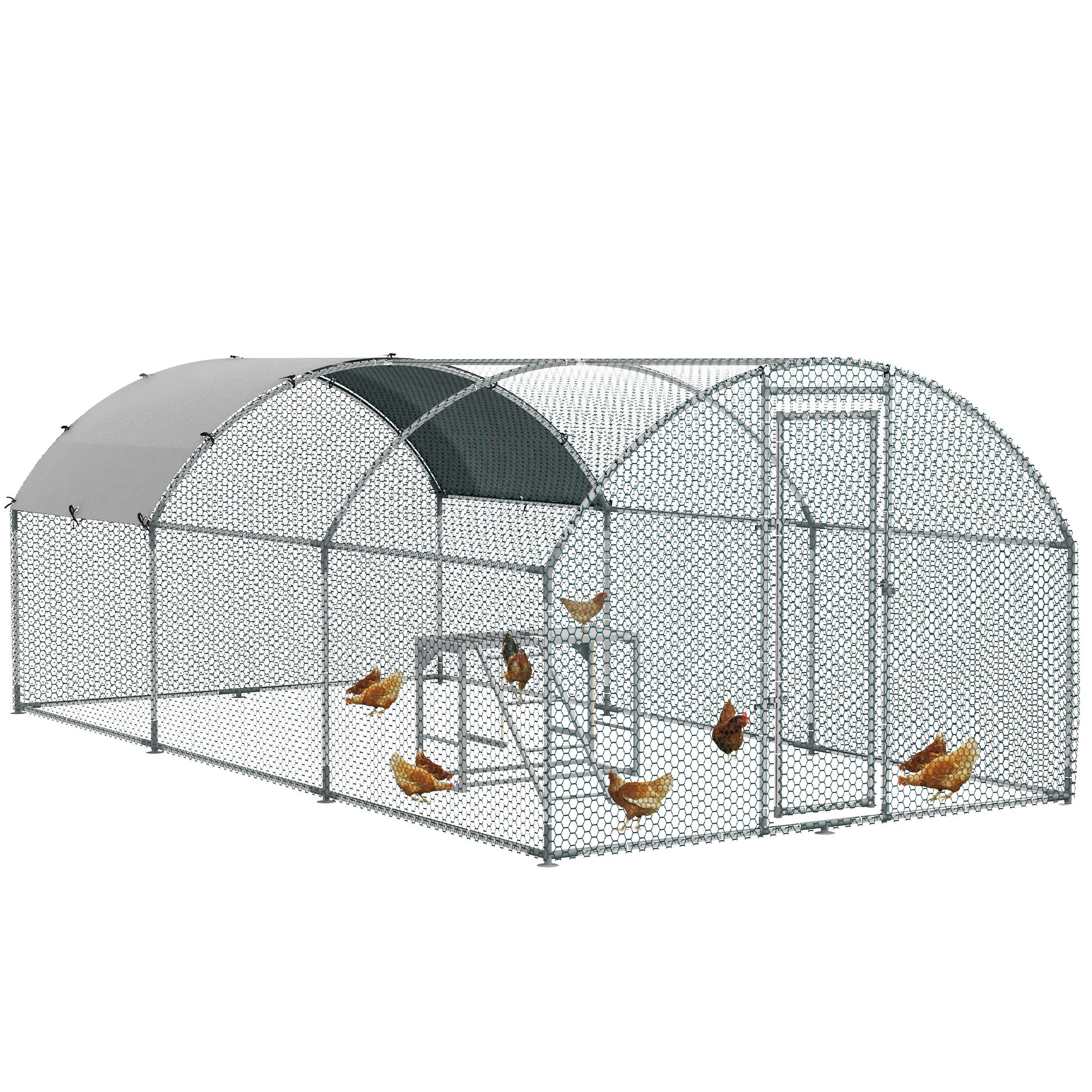 Photo of PawHut Walk In Chicken Run with Chicken Activity Shelf and Cover, 2.8 x 5.7 x 2m in 2m colour on a white background