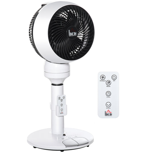 Photo of HOMCOM 9'' Air Circulator Fan 3 Speed 3 Mode, 70° Oscillation 90° Vertical Tilt, Height Adjustable, Remote Controller, for Living Room, Bedroom, Office, Black and White in White colour on a white background