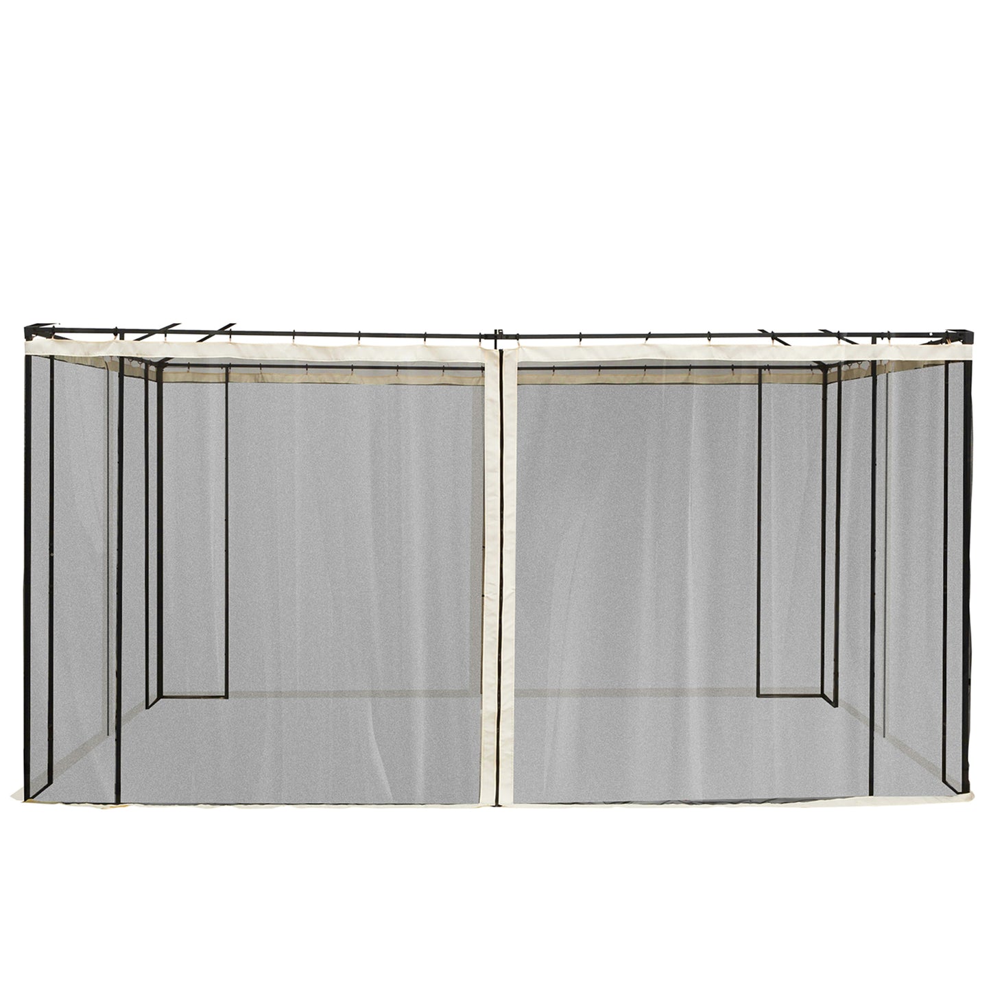 Photo of Outsunny 352 x 207cm Universal Replacement Mesh Sidewall Netting for Patio Gazebos and Canopy Tents, (Sidewall Only) Beige in Beige colour on a white background