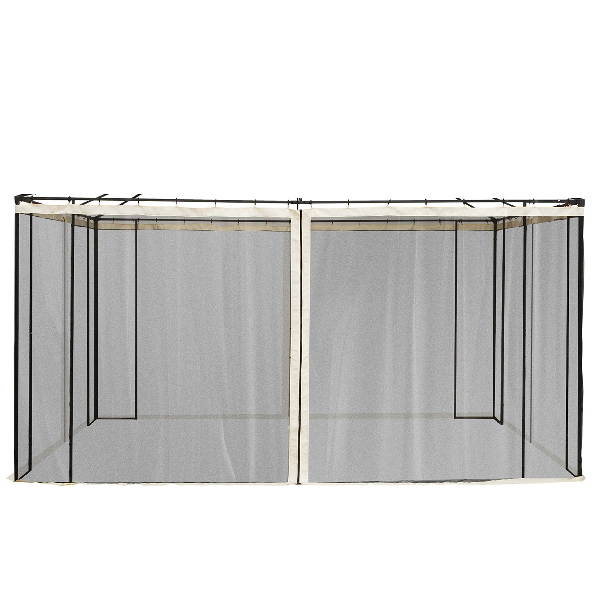 Photo of Outsunny 352 x 207cm Universal Replacement Mesh Sidewall Netting for Patio Gazebos and Canopy Tents, (Sidewall Only) Beige in Beige colour on a white background