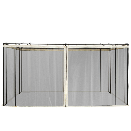 Photo of Outsunny 352 x 207cm Universal Replacement Mesh Sidewall Netting for Patio Gazebos and Canopy Tents, (Sidewall Only) Beige in Beige colour on a white background