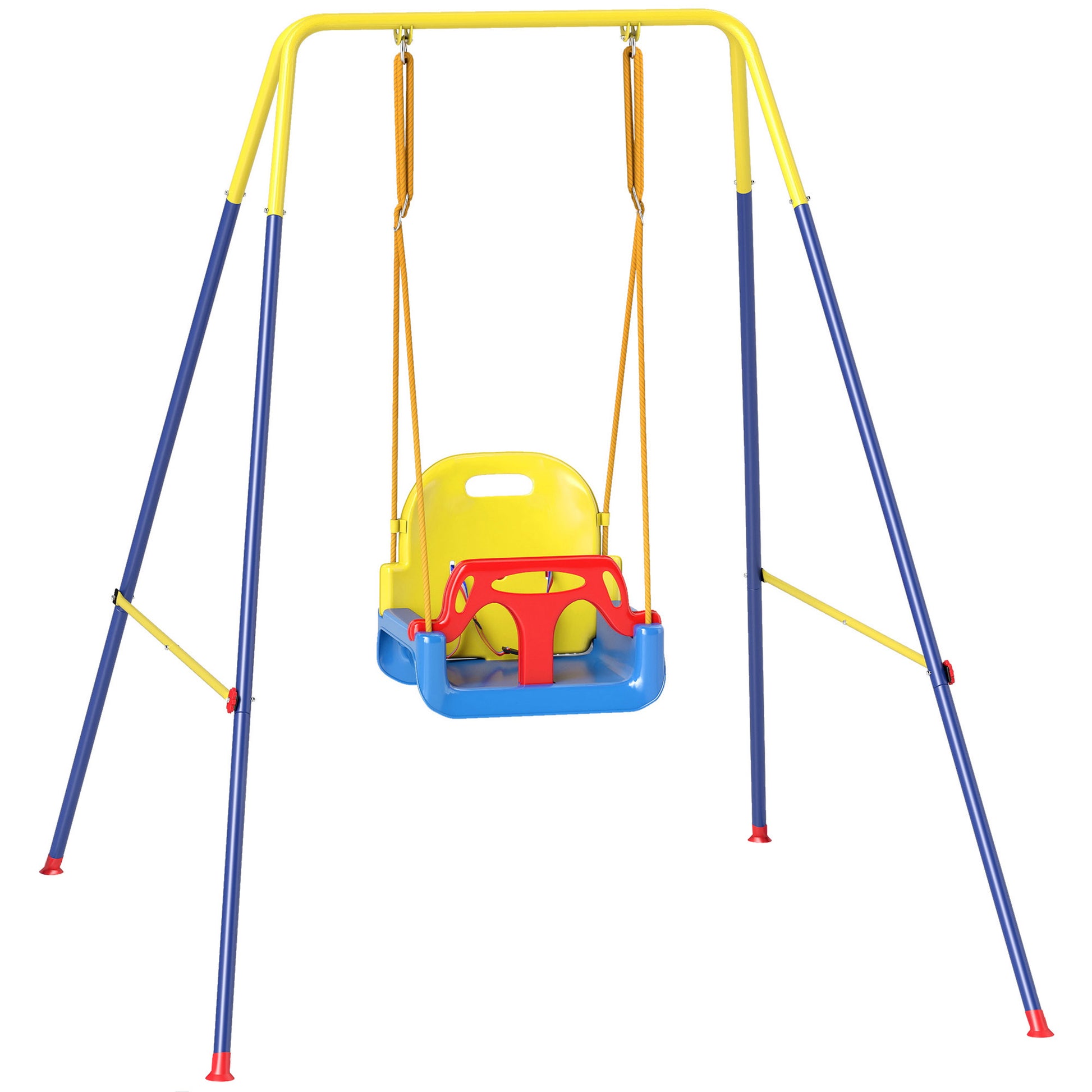 Photo of AIYAPLAY 3 in 1 Toddler Swing Set, Folding Child Swing Set with Seat Belt, Adjustable Seat for Outdoor Indoor, Blue in Blue colour on a white background