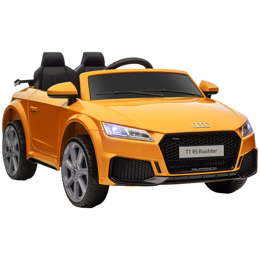 Photo of HOMCOM Kids Licensed Audi TT RS Ride-On Car 12V Battery w/ Remote Suspension Headlights and MP3 Player 3km/h Yellow in Yellow colour on a white background