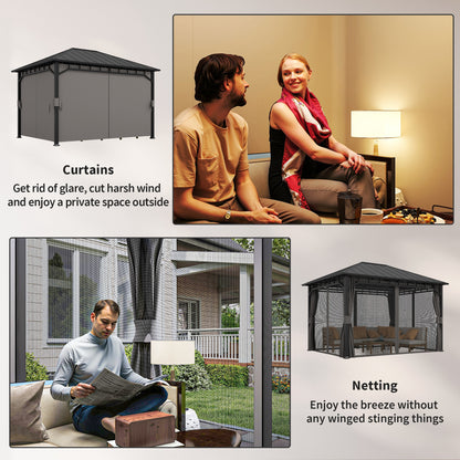 Outsunny gazebo shown with curtains and netting options
