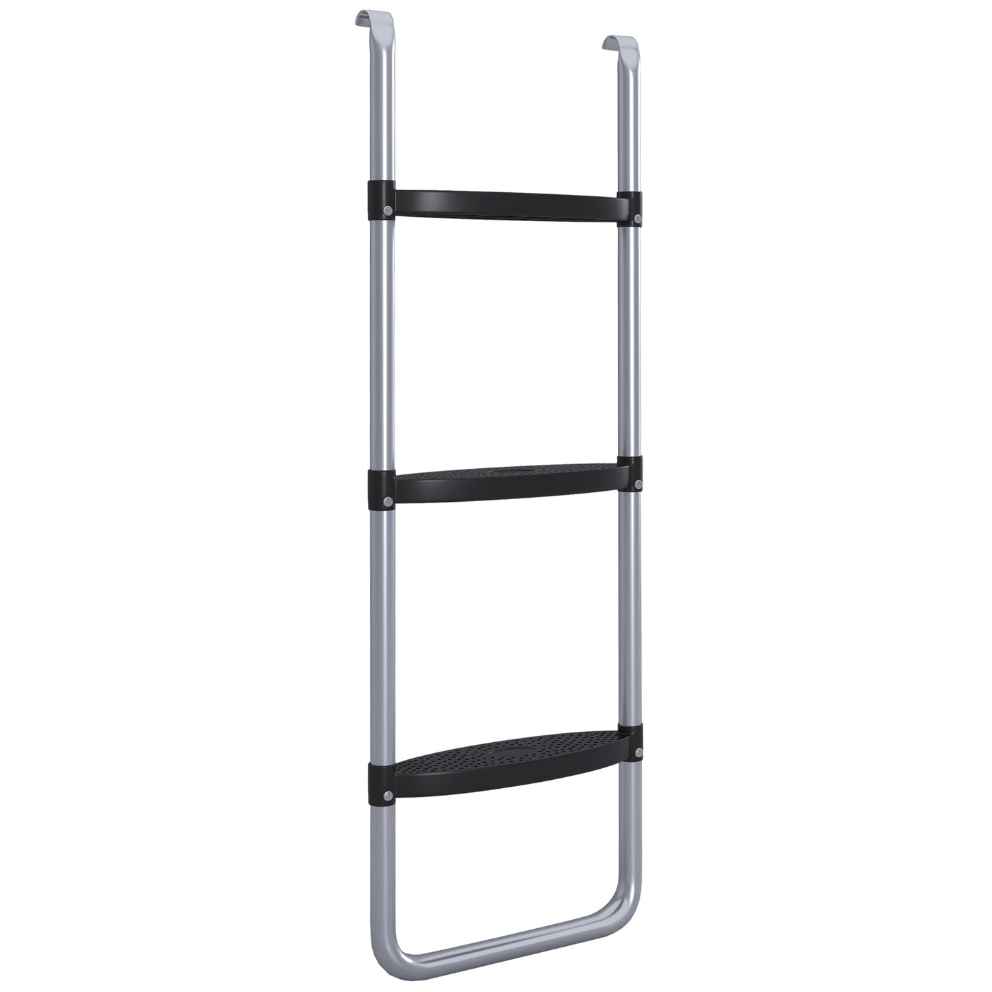 Photo of SPORTNOW Galvanised Steel Trampoline Ladder, 2 Steps/3 Steps Outdoor Trampoline Accessories for 6ft, 8ft, 10ft, 12ft, 13ft, 14ft, 16ft Trampoline, 97L x 32Wcm, Silver Tone in Tone colour on a white background