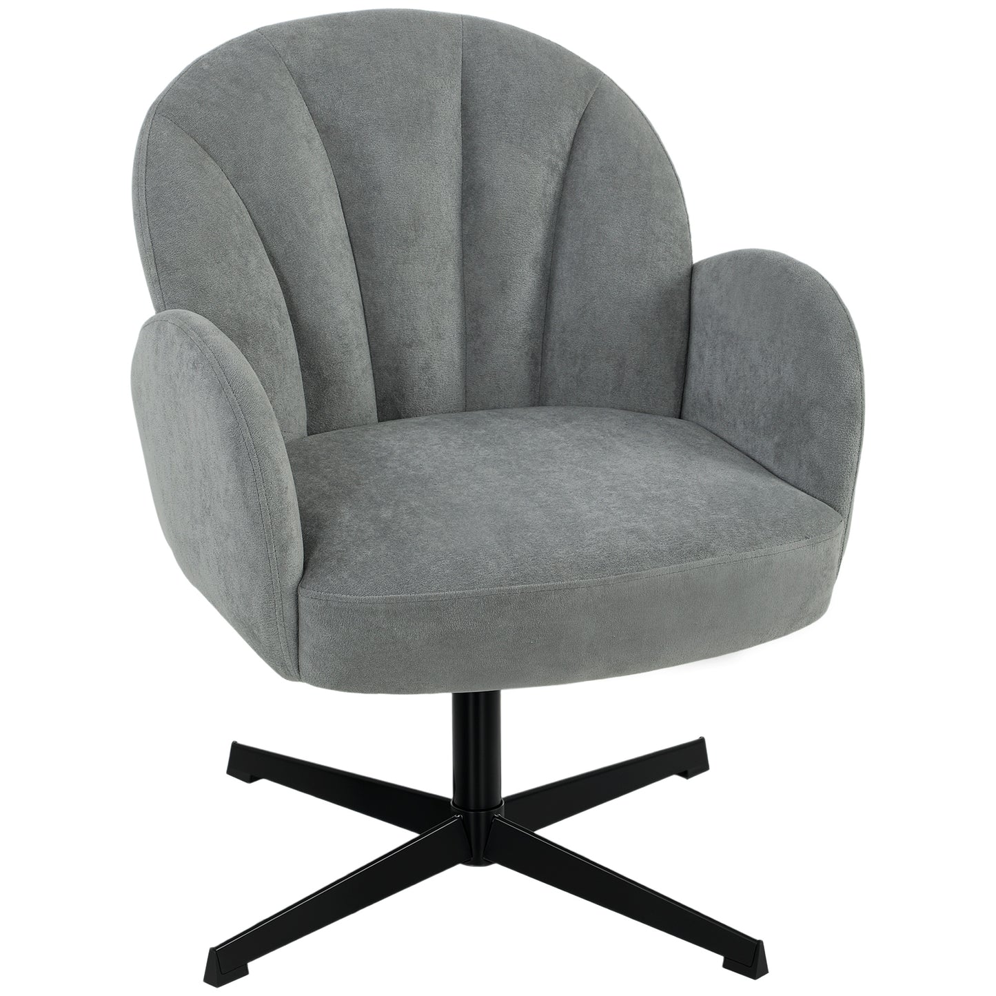 Photo of HOMCOM Swivel Accent Chair, Shell-Shaped Armchair with Spring Cushion, Metal Base, Grey in Grey colour on a white background
