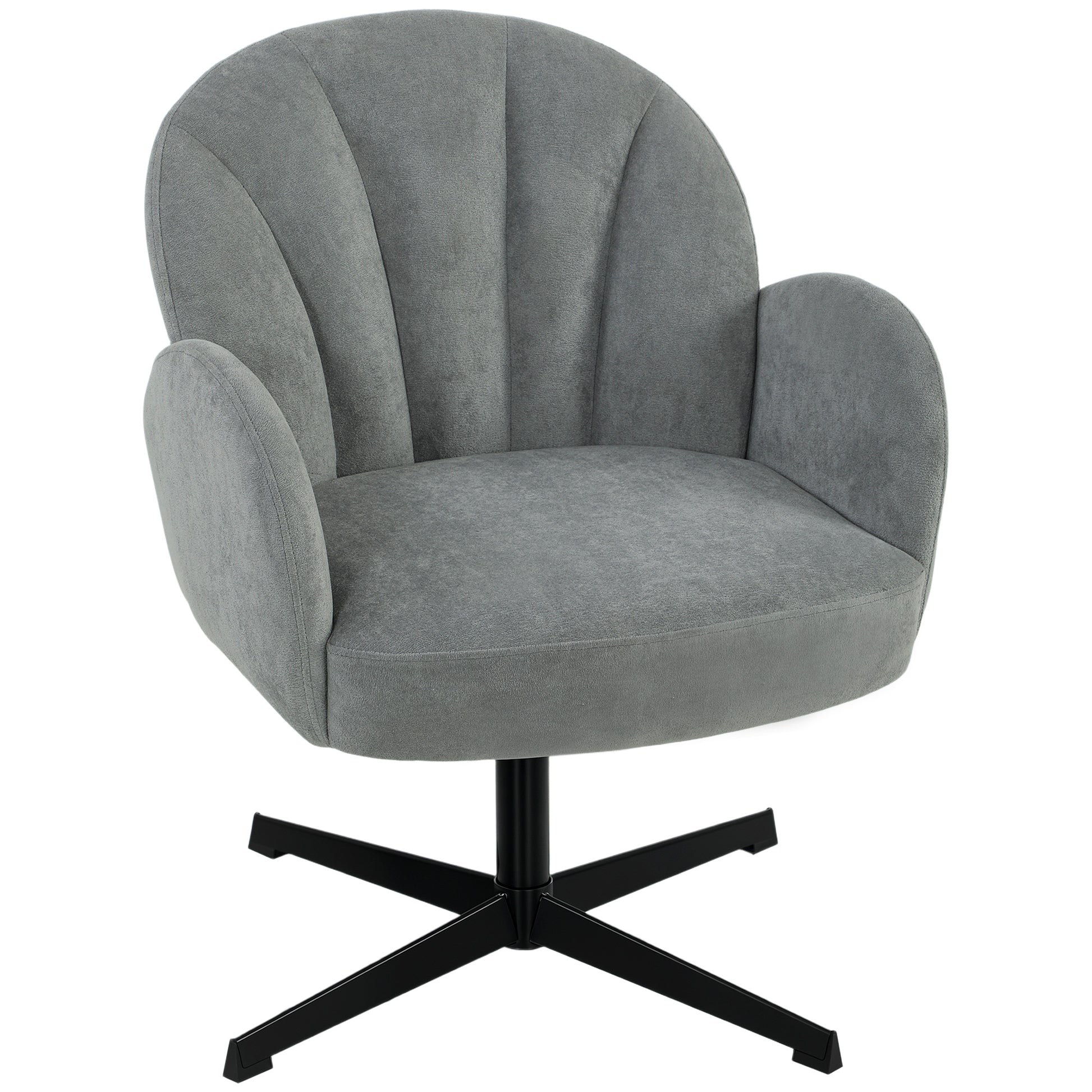 Photo of HOMCOM Swivel Accent Chair, Shell-Shaped Armchair with Spring Cushion, Metal Base, Grey in Grey colour on a white background