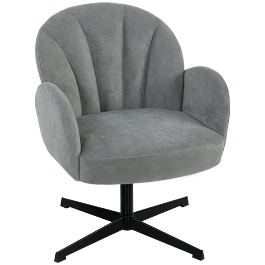 Photo of HOMCOM Swivel Accent Chair, Shell-Shaped Armchair with Spring Cushion, Metal Base, Grey in Grey colour on a white background