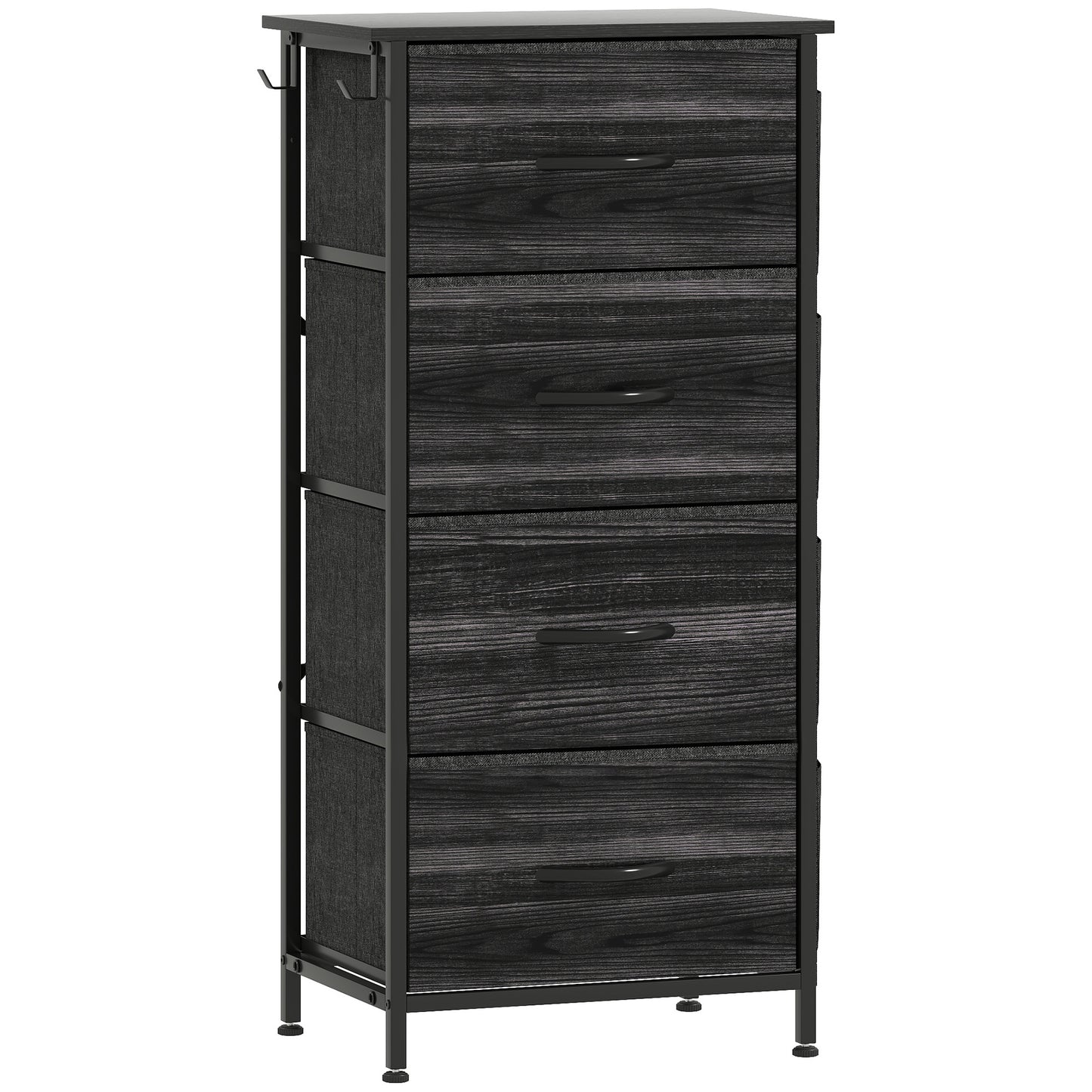 Photo of HOMCOM Chest of Four Fabric Drawers - Black in Black colour on a white background