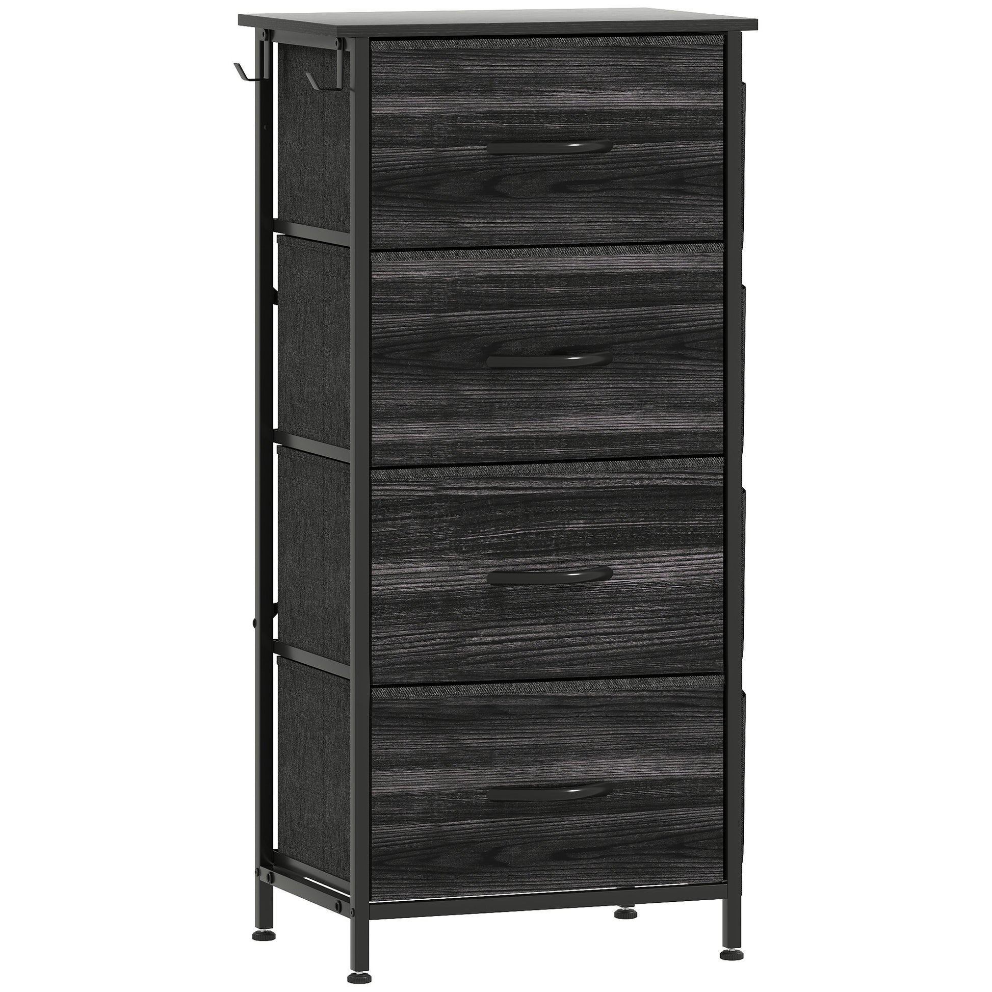 Photo of HOMCOM Chest of Four Fabric Drawers - Black in Black colour on a white background