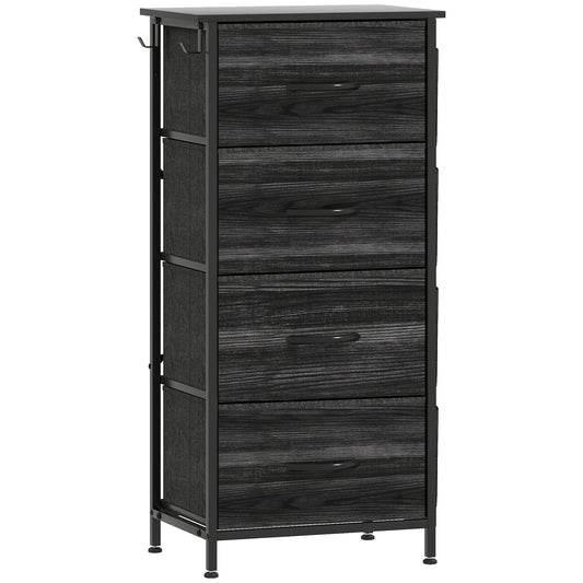 Photo of HOMCOM Chest of Four Fabric Drawers - Black in Black colour on a white background