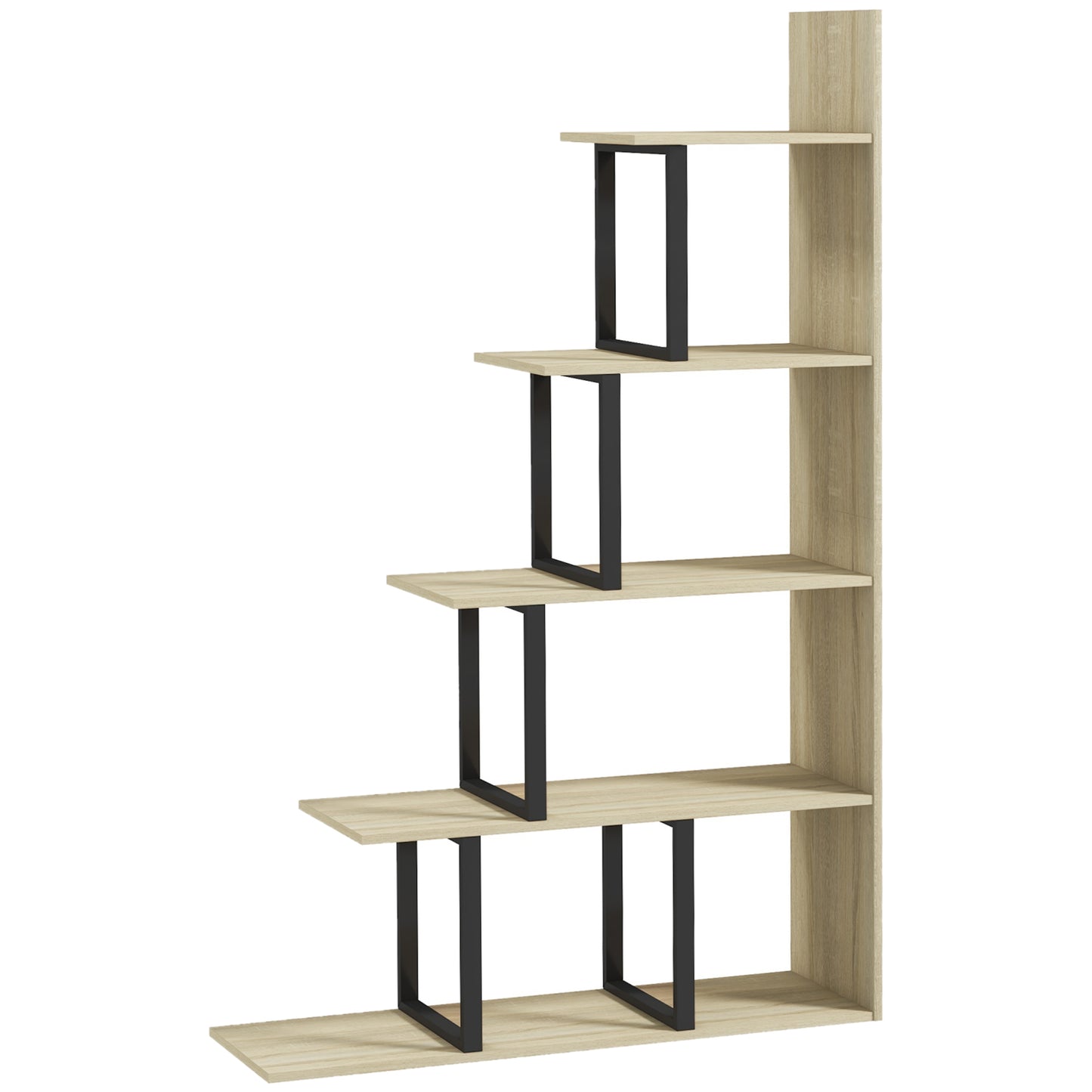 Photo of HOMCOM 5-Tier Bookcase, Wooden Ladder Bookshelf Display Stand, Oak in Oak colour on a white background