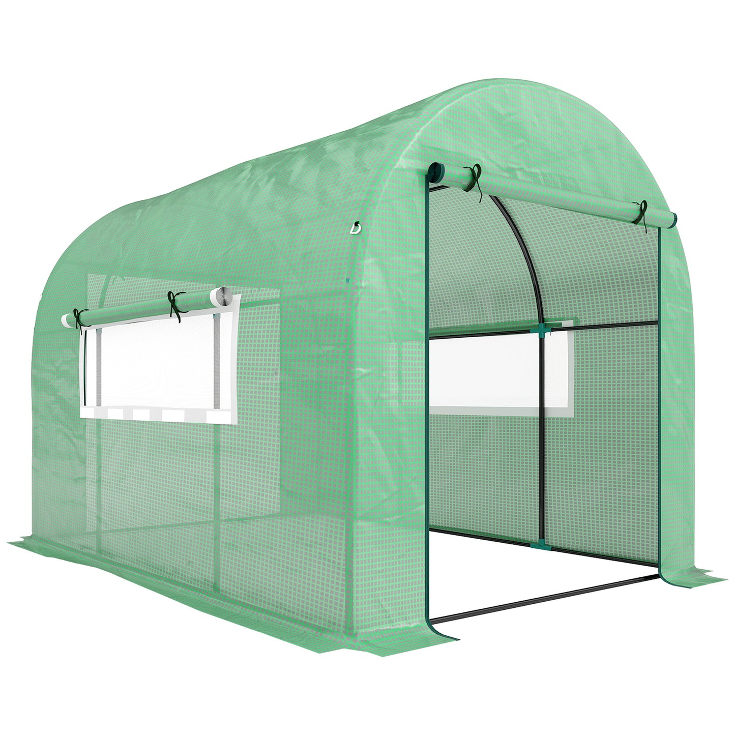 Photo of Outsunny 300 x 200cm Walk-In Polytunnel Greenhouse - Green in Green colour on a white background