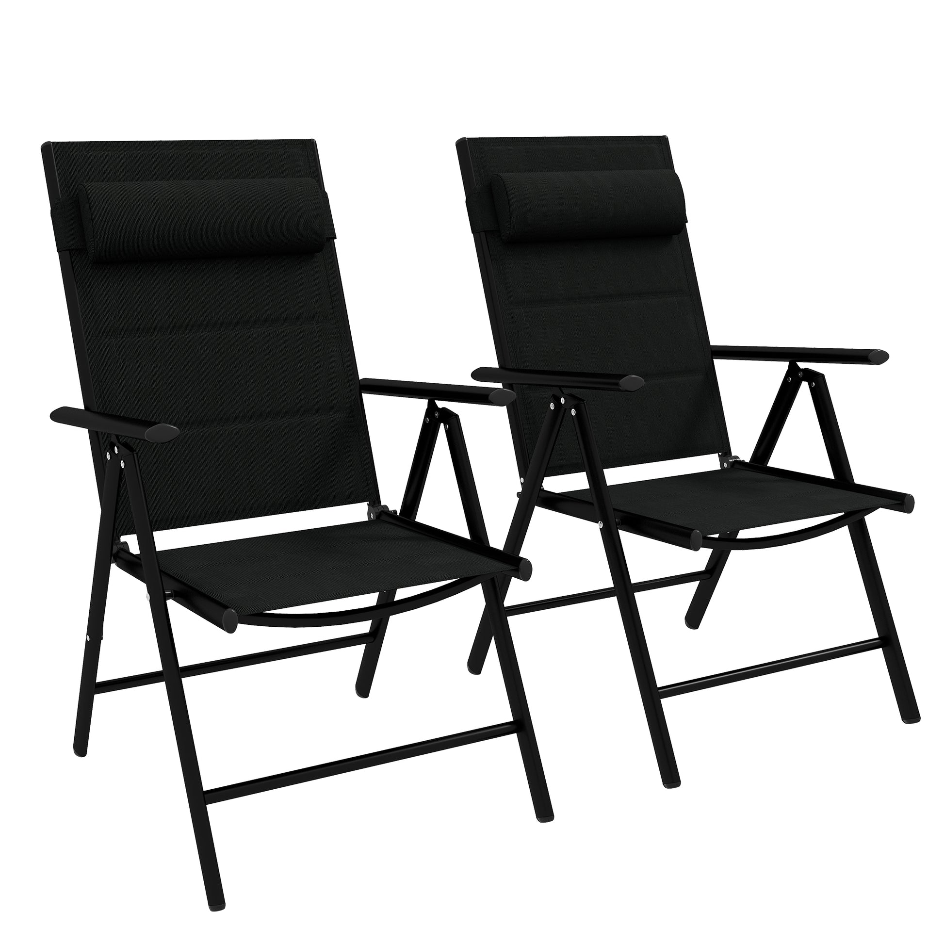 Photo of Outsunny Set of Two Padded Garden Chairs - Black in Black colour on a white background
