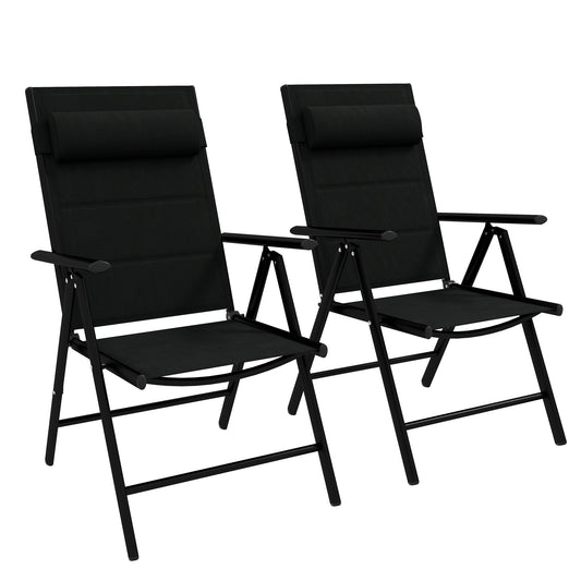 Photo of Outsunny Set of Two Padded Garden Chairs - Black in Black colour on a white background