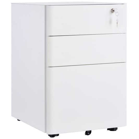 Photo of Vinsetto Lockable Cabinet, Rolling Filing Cabinet with 3 Drawers, Steel Office Drawer Unit for A4, Letter, Legal Sized Files in Files colour on a white background