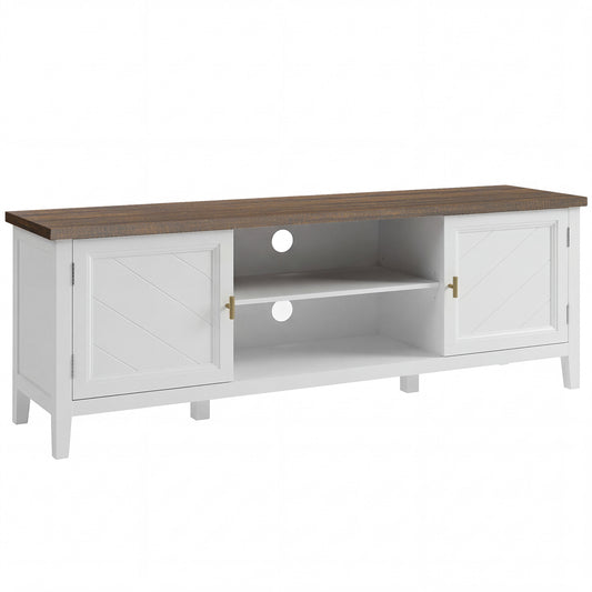 Photo of HOMCOM TV Unit for TVs up to 42 Inch, Farmhouse Entertainment Centre with 2 Open Shelves, 2 Cabinets and Thick Top in Top colour on a white background
