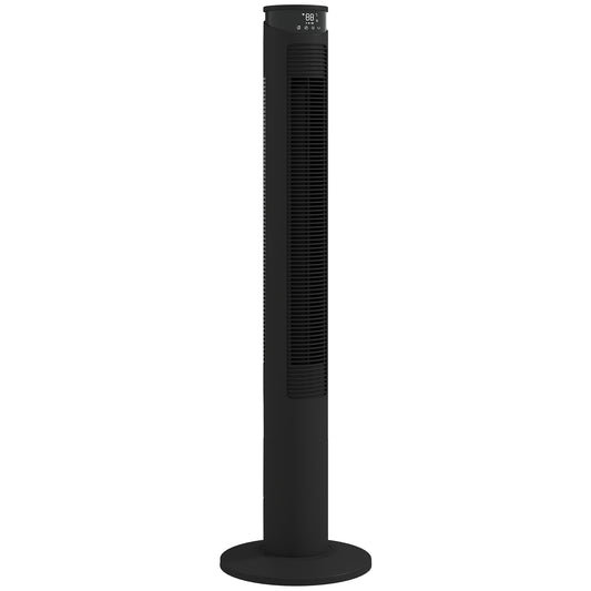 Photo of HOMCOM Tower Fan with WiFi Control Standing Floor Fan with Remote Control 116 cm Black in Black colour on a white background