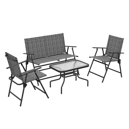 Photo of Outsunny Four-Piece Metal Garden Sofa Set - Mixed Grey in Grey colour on a white background
