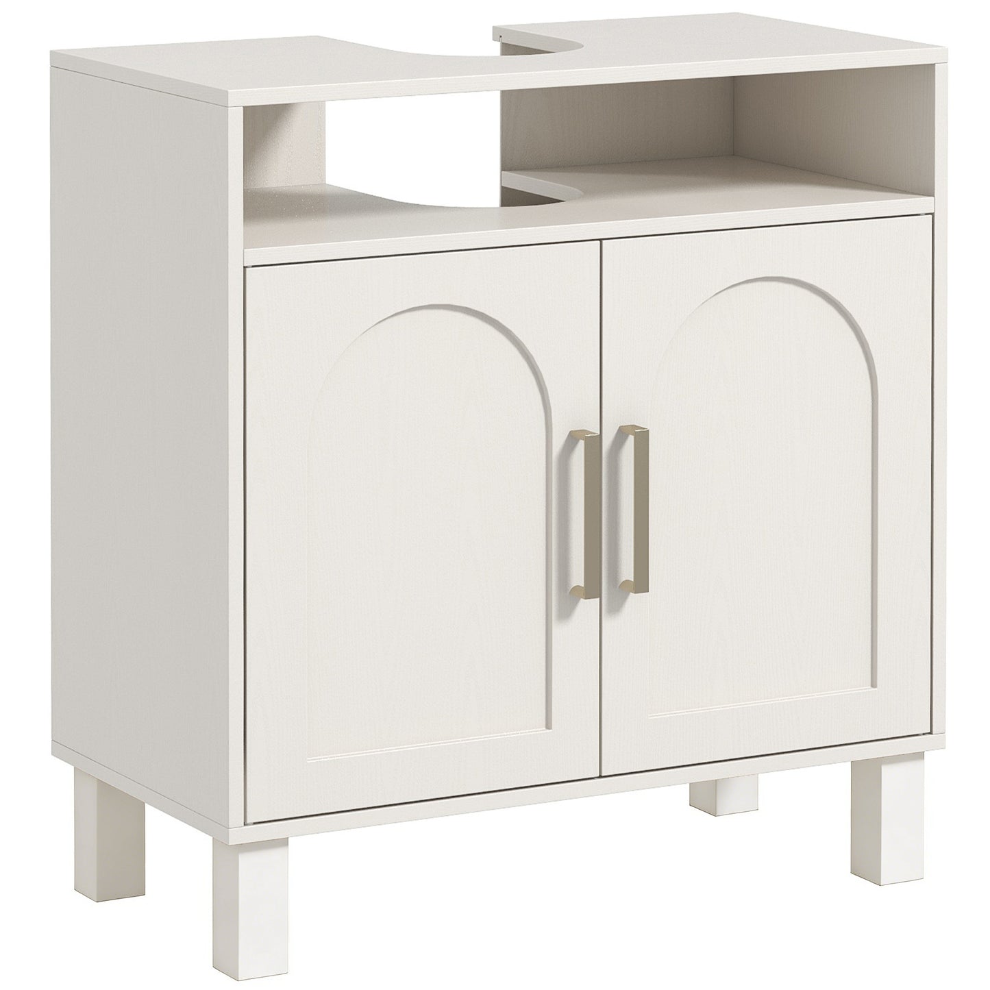 Photo of HOMCOM Under Sink Cabinet for Basin without Pedestal - Cream White in White colour on a white background
