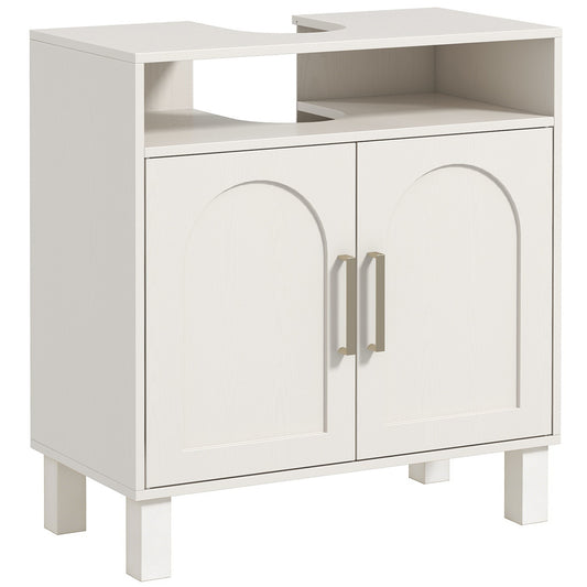Photo of HOMCOM Under Sink Cabinet for Basin without Pedestal - Cream White in White colour on a white background