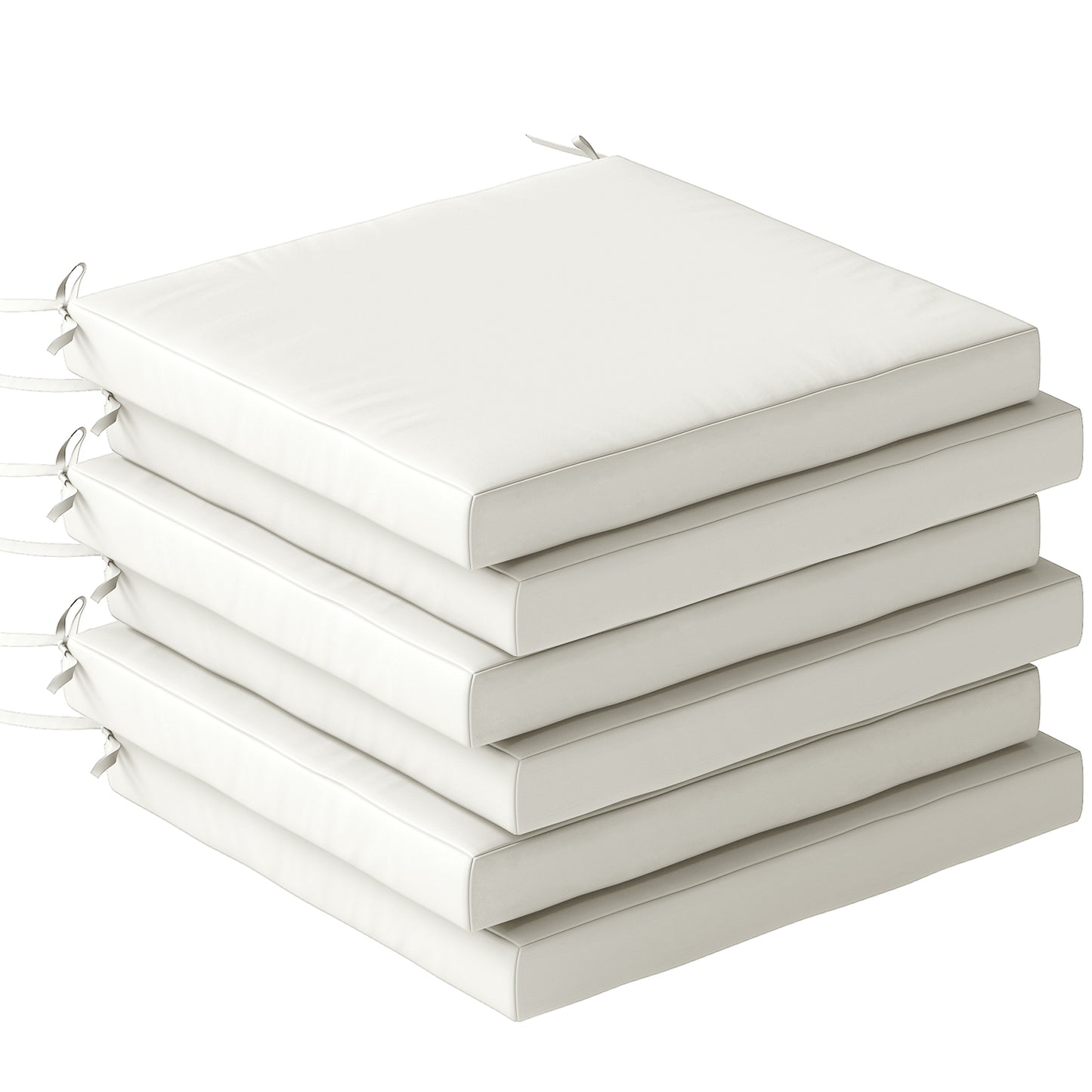 Photo of Outsunny Set of 6 Outdoor Seat Cushions with Machine Washable Cover, Water Repellent Seat Cushions Cream White in White colour on a white background