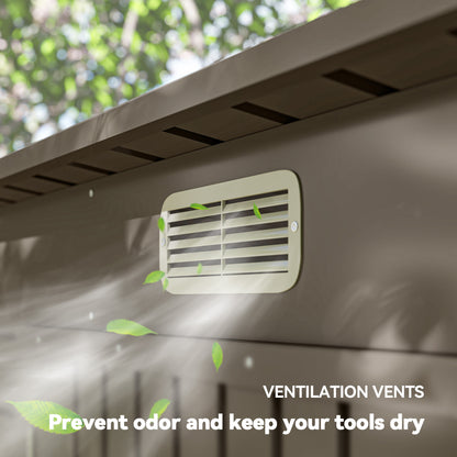 Steel shed roof edge with a rectangular ventilation vent