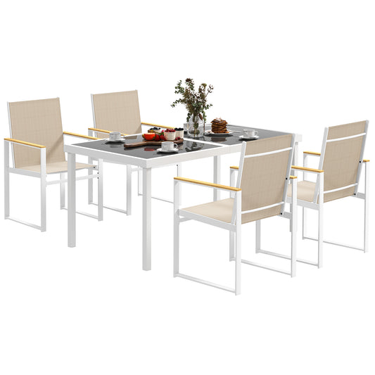 Photo of Outsunny 5 Piece Garden Furniture Set with 4 Armchairs and Tempered Glass Table Top, for Deck, Balcony in Balcony colour on a white background