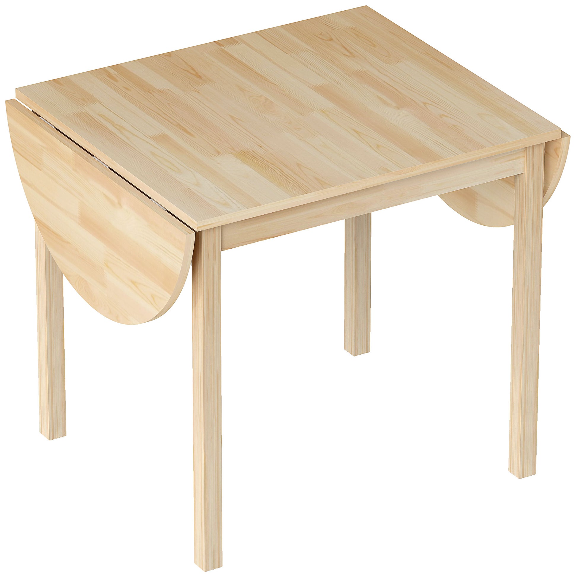 Photo of HOMCOM 4-6 Person Wooden Drop-Leaf Table - Natural Finish in Finish colour on a white background