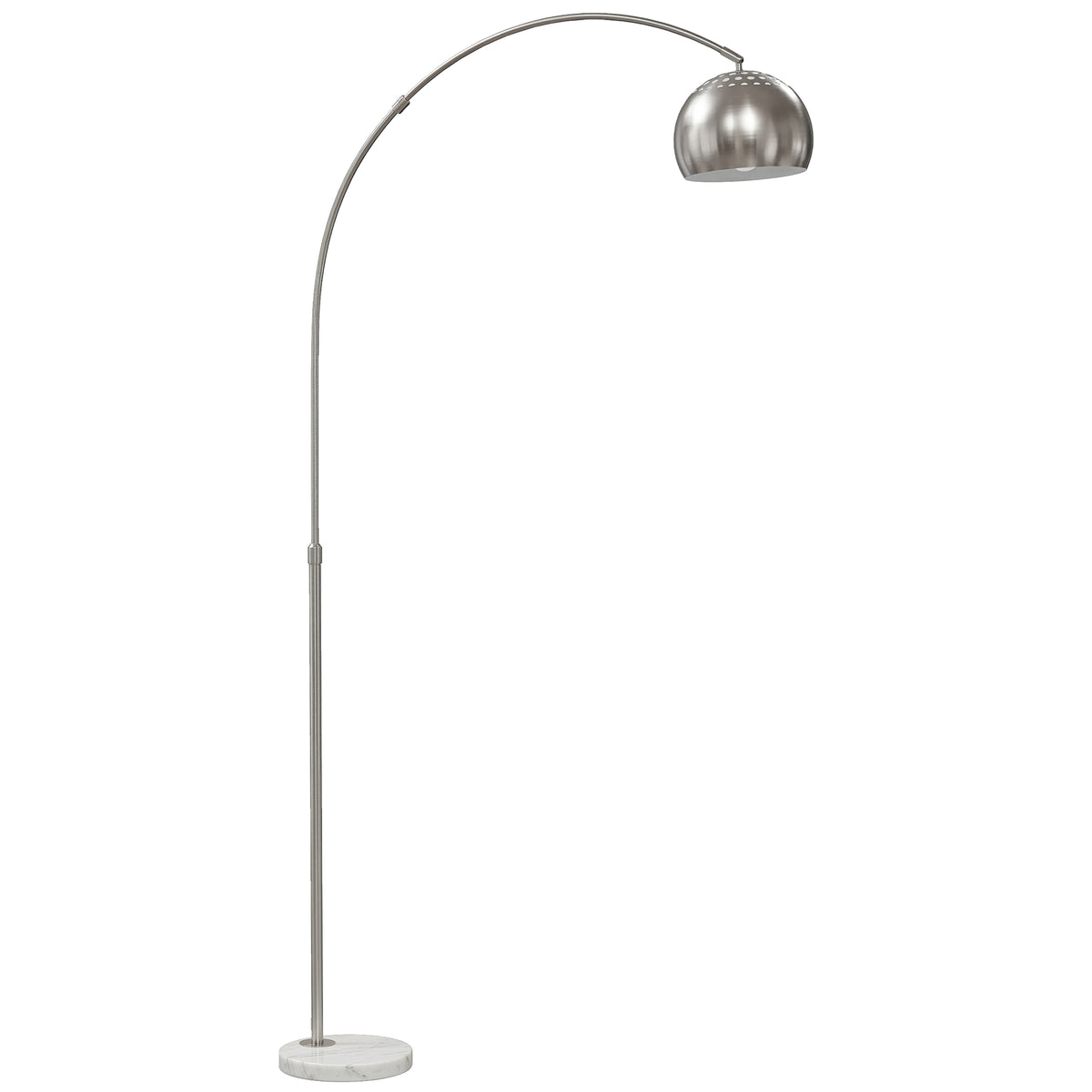 Photo of HOMCOM Arc Floor Lamp for Living Room, Modern Adjustable Standing Lamp with Faux Black Marble Base Silver Tone in Tone colour on a white background