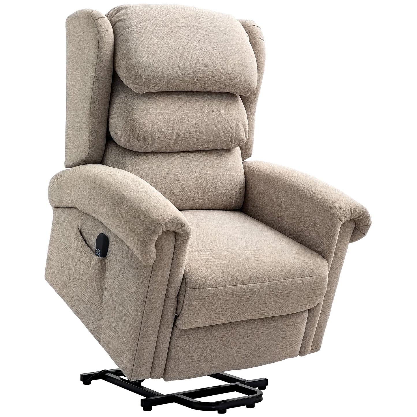 Photo of HOMCOM Velvet-Feel Electric Riser Recliner Chair - Khaki in Khaki colour on a white background