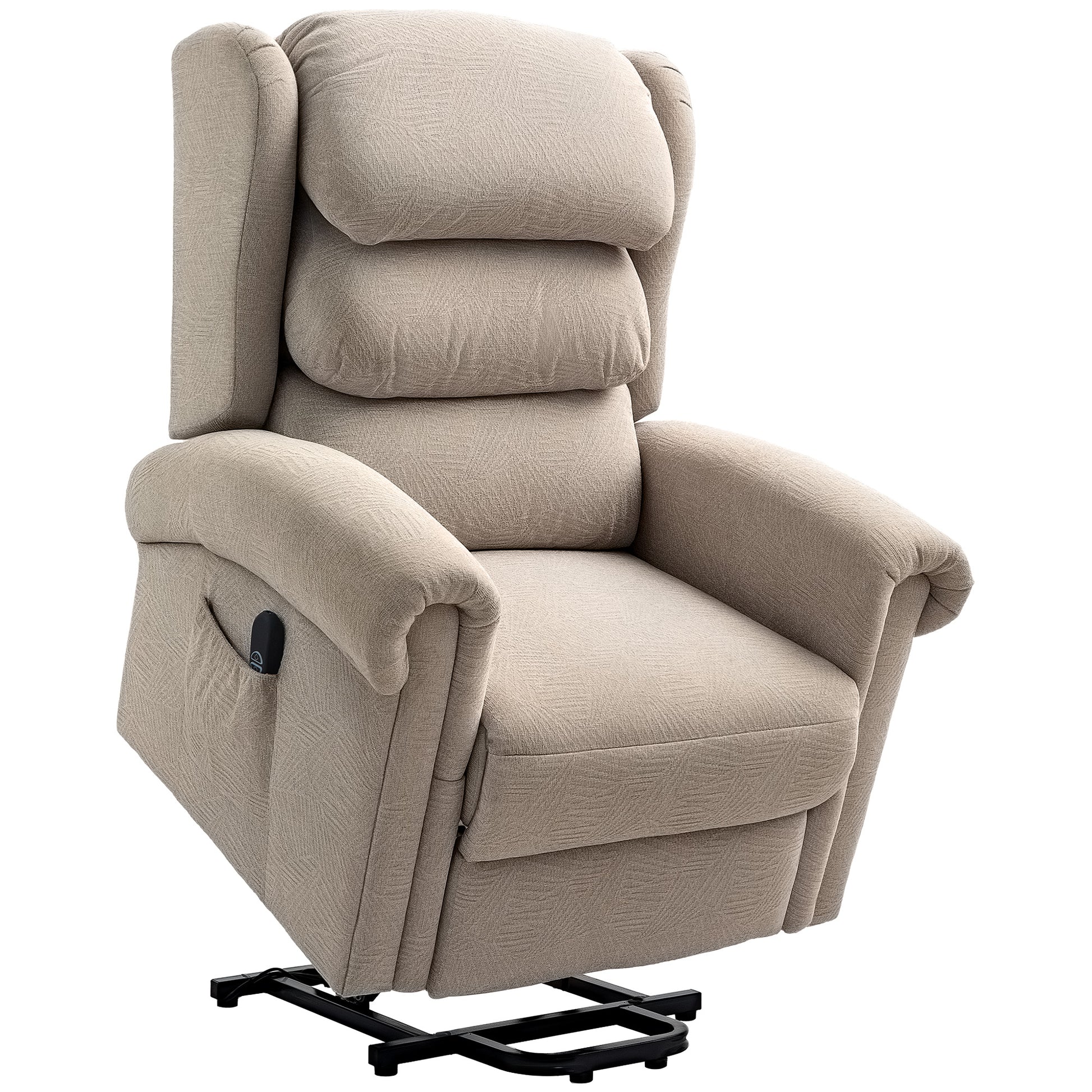 Photo of HOMCOM Velvet-Feel Electric Riser Recliner Chair - Khaki in Khaki colour on a white background