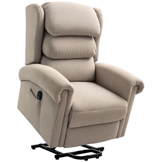 Photo of HOMCOM Velvet-Feel Electric Riser Recliner Chair - Khaki in Khaki colour on a white background