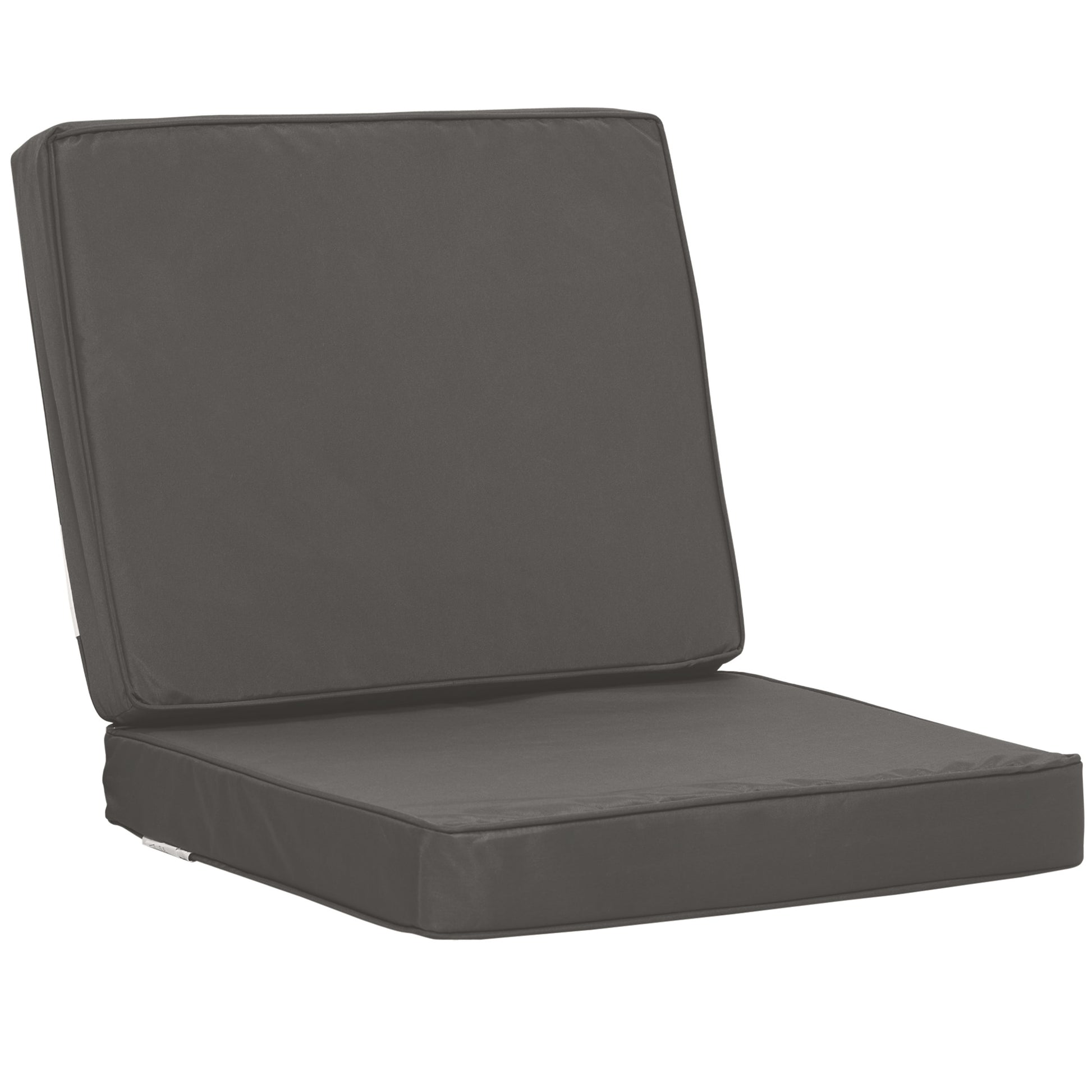 Photo of Outsunny 2-Piece Garden Seat and Back Cushion Set, Replacement Cushions for Outdoor Furniture with Seat Cushion and Back Cushion, Dark Grey in Grey colour on a white background