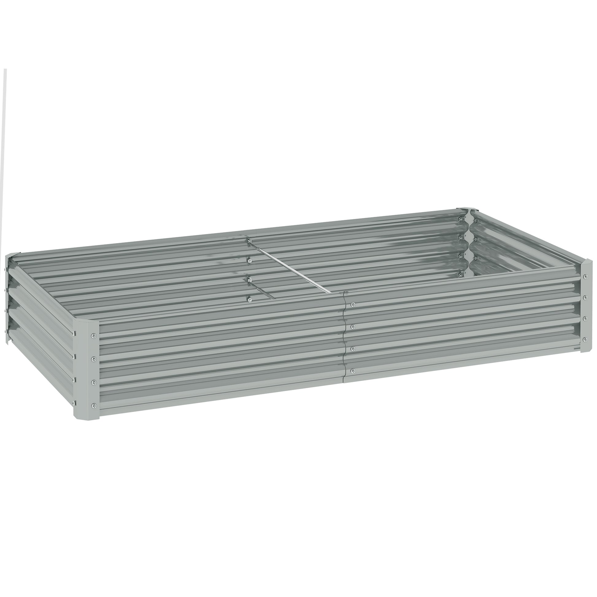 Photo of Outsunny 180 x 90cm Galvanised Steel Open Planter - Silver in Silver colour on a white background