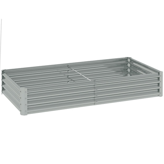 Photo of Outsunny 180 x 90cm Galvanised Steel Open Planter - Silver in Silver colour on a white background