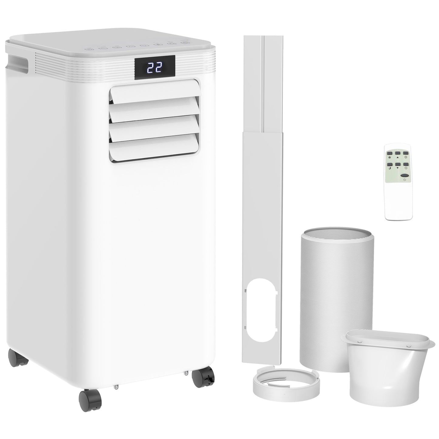Photo of HOMCOM 8000 BTU Air Conditioning Unit, 3-in-1 Portable Air Conditioner, Dehumidifier, Cooling Fan with Remote Control, Digital Display, 2 Speeds, 24H Timer, Window Venting Kit, 18m² in 18m² colour on a white background