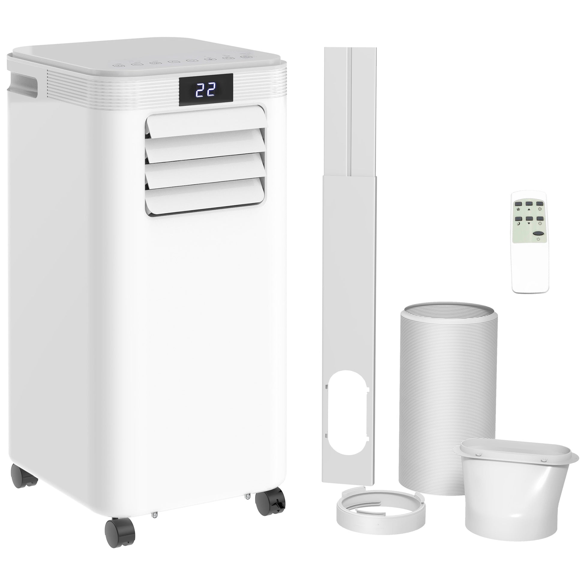 Photo of HOMCOM 8000 BTU Air Conditioning Unit, 3-in-1 Portable Air Conditioner, Dehumidifier, Cooling Fan with Remote Control, Digital Display, 2 Speeds, 24H Timer, Window Venting Kit, 18m² in 18m² colour on a white background