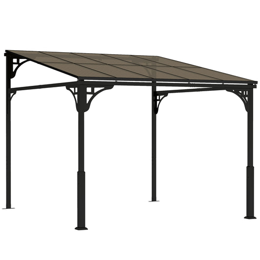 Photo of Outsunny 3 x 2.87 m Metal Lean-to Pergola, Wall-Mounted Hardtop Garden Pergola with Polycarbonate Roof and Metal-Aluminium Frame in Frame colour on a white background