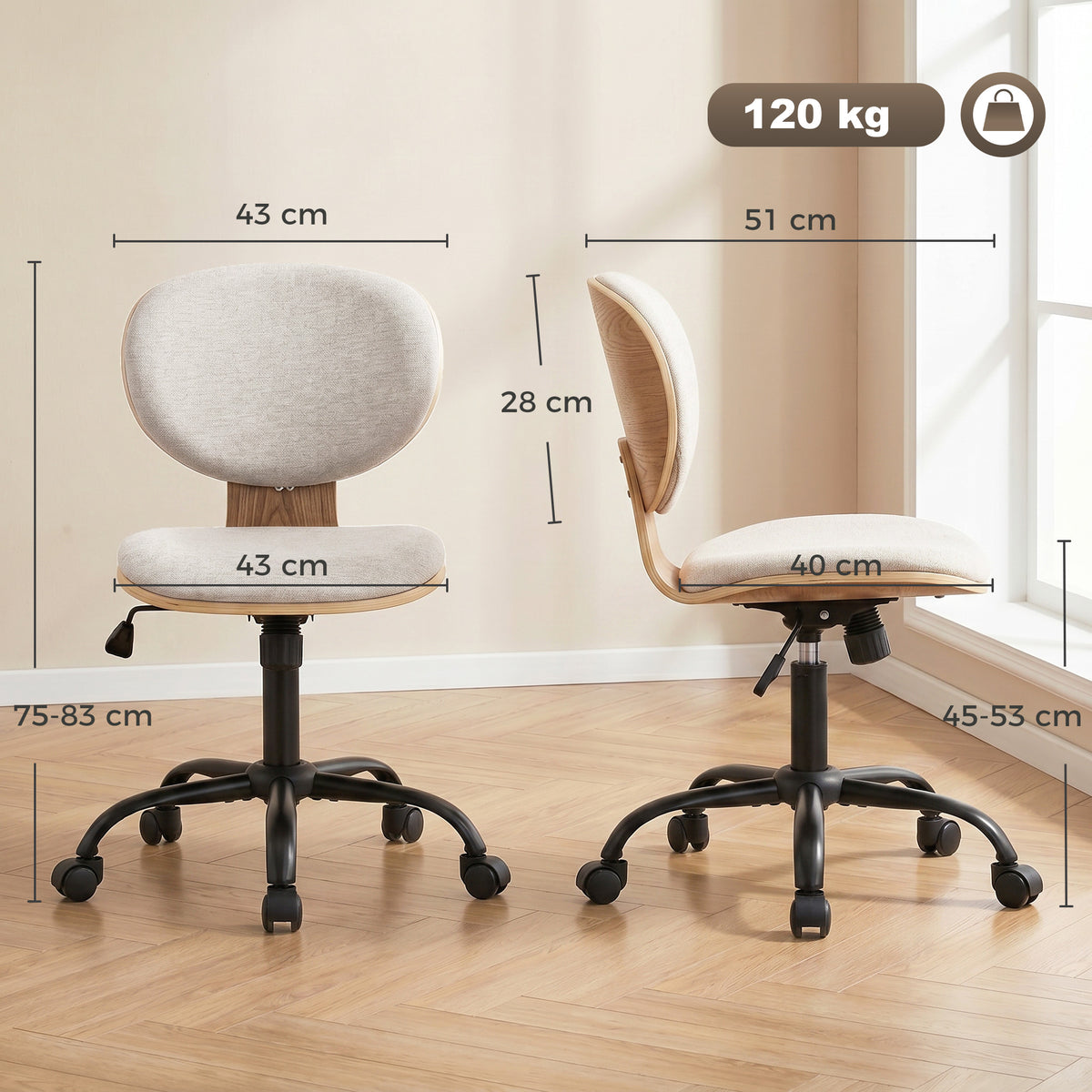 HOMCOM Home Office Desk Chair Rocking Function Ergonomic Swivel Chair with PU Wheels, Light Grey