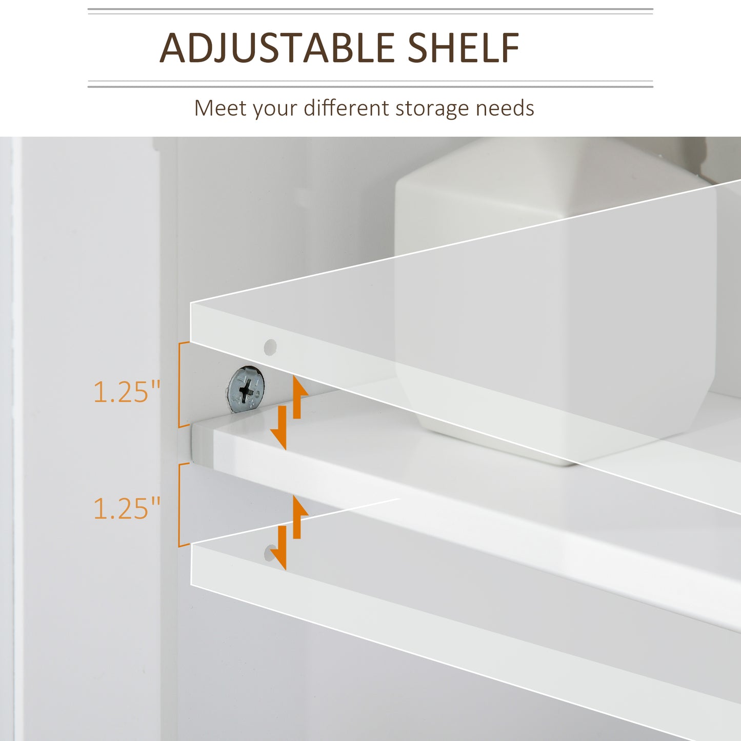 kleankin Under Sink Cabinet, Bathroom Sink Cabinet with 2 Doors, Pedestal Under Sink Design, Freestanding Bathroom Cupboard with Adjustable Shelf, White