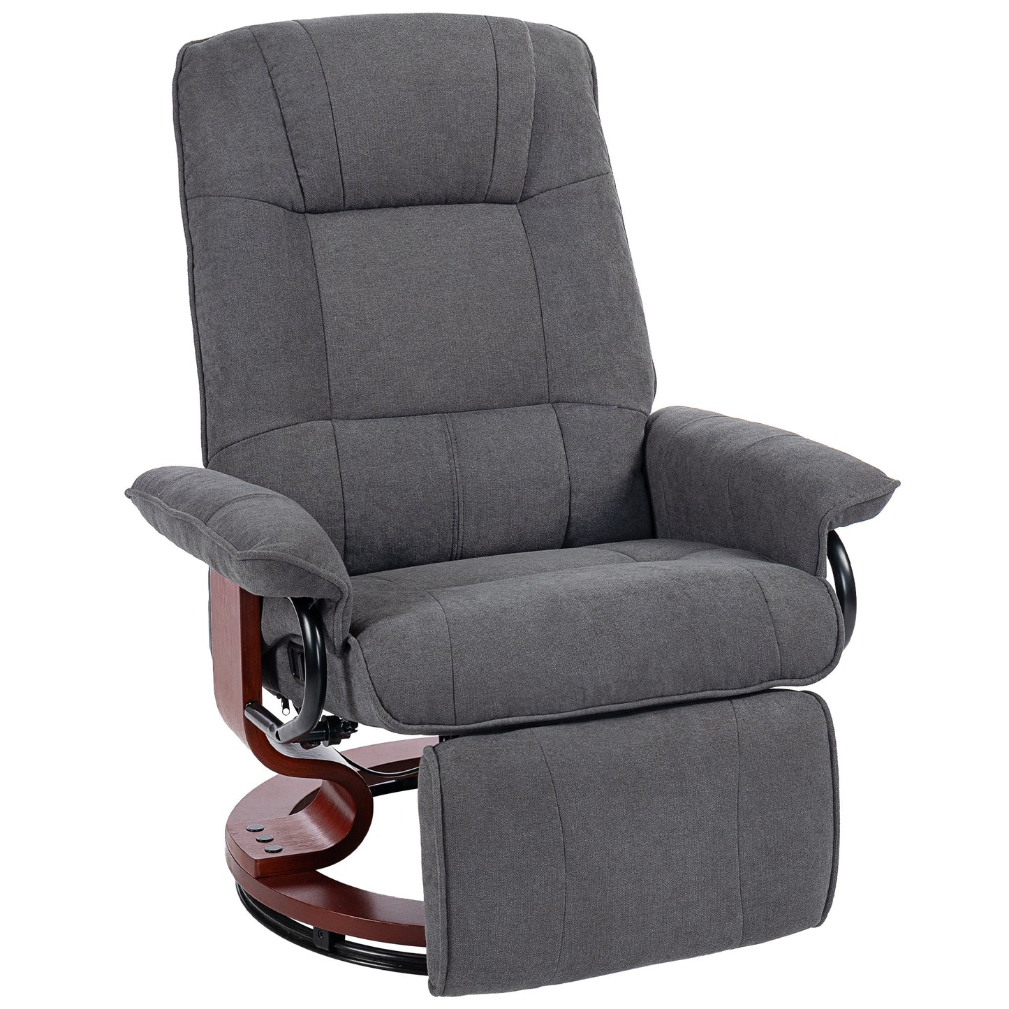 Photo of HOMCOM Reclining Swivel Chair, with Footrest - Grey in Grey colour on a white background