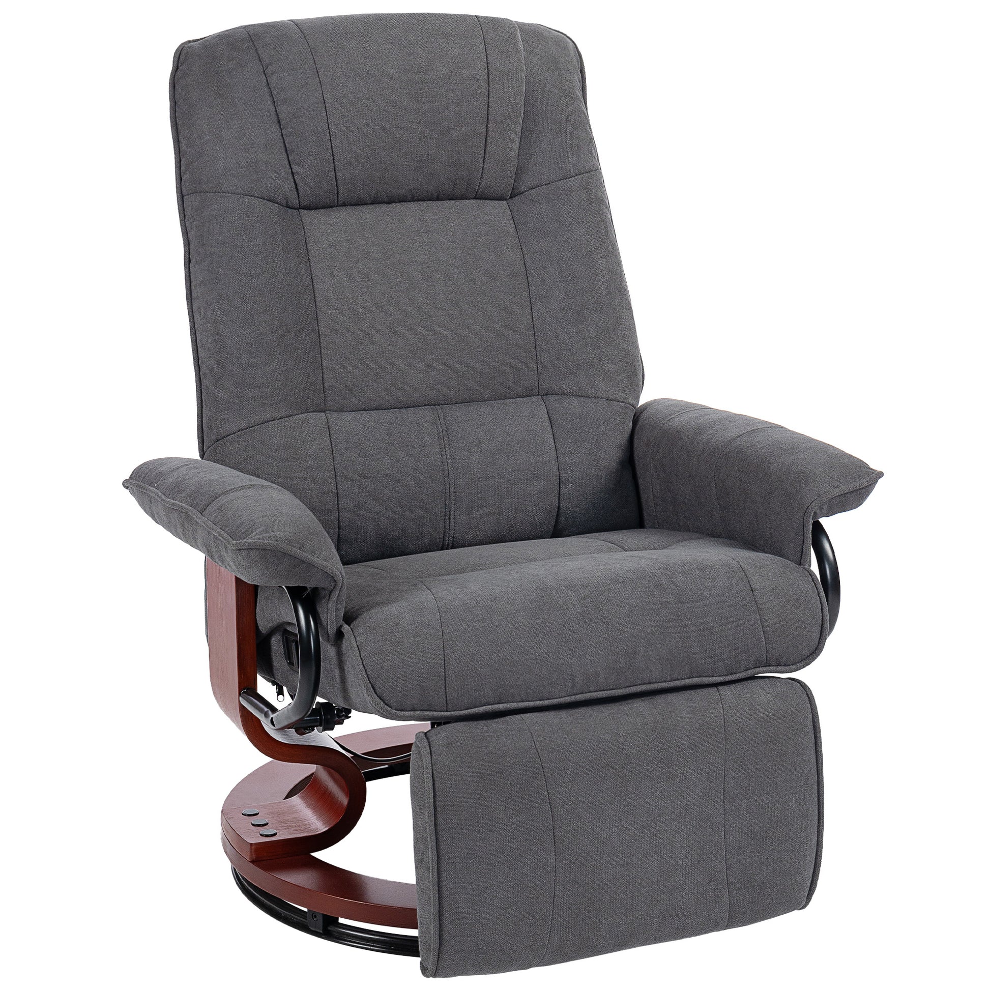 Photo of HOMCOM Reclining Swivel Chair, with Footrest - Grey in Grey colour on a white background